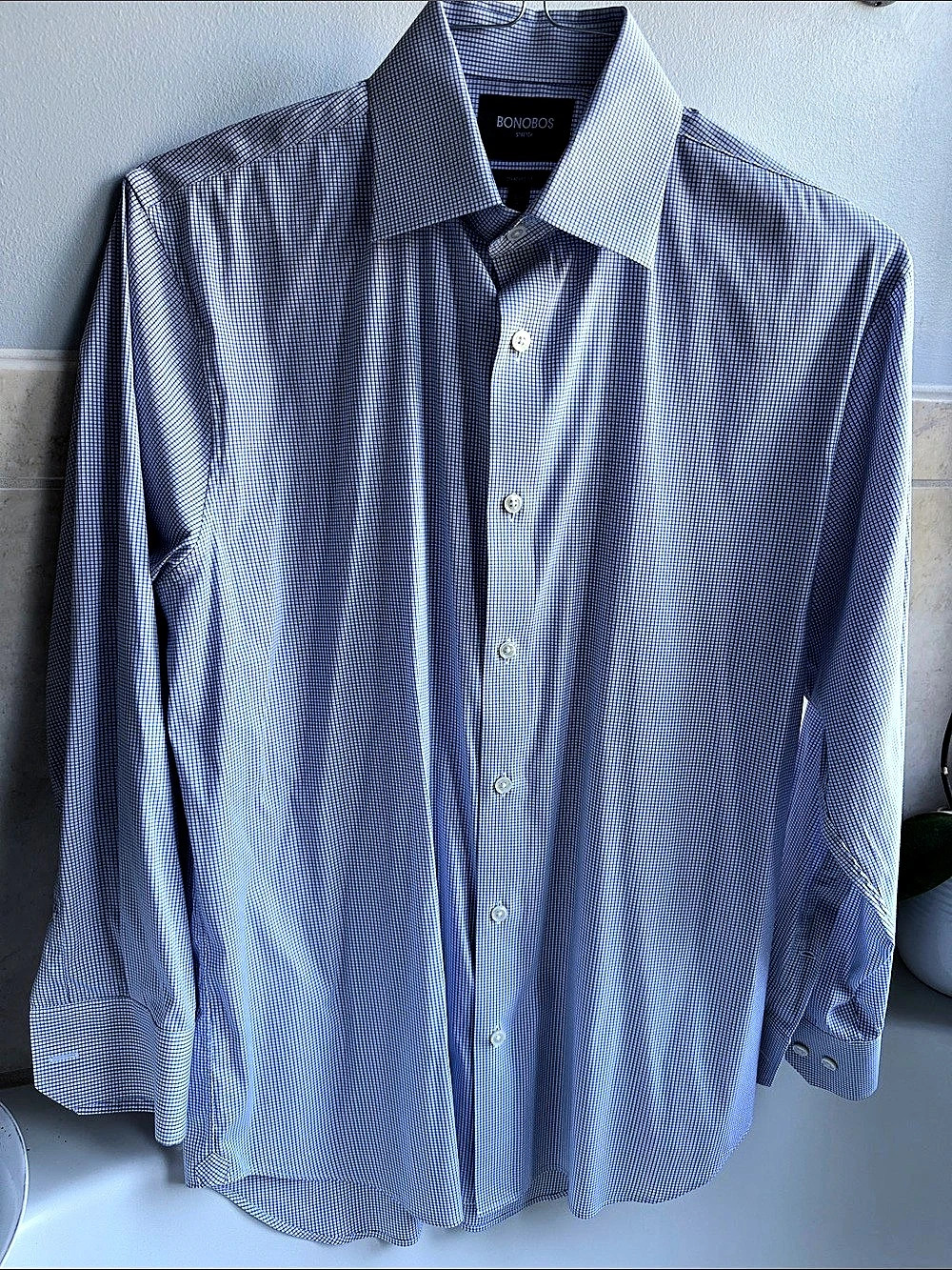 Bonobos Stretch Standard Fit Checkered Button Down Shirt Size 15 1/2 (32)